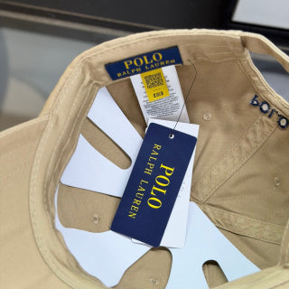 Ralph Lauren Hat Light Khaki Baseball Cap with Navy Pony Embroidery