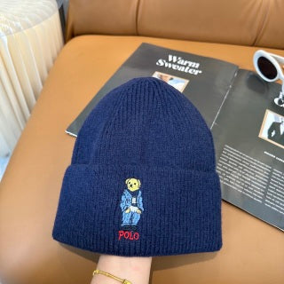 Ralph Lauren Hat Navy Polo Bear Ribbed Cuff Beanie