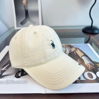 Ralph Lauren Hat Cream Pony Script-Brim Baseball Cap