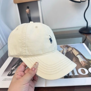 Ralph Lauren Hat Cream Pony Script-Brim Baseball Cap