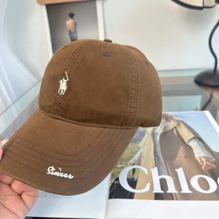 Ralph Lauren Hat Brown Pony Embroidered Script-Brim Baseball Cap